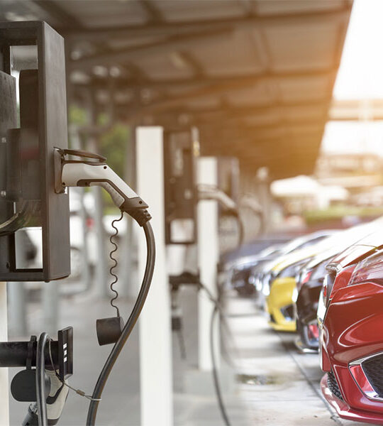 EV charging red car